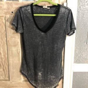 White Crow grey v neck with black trim